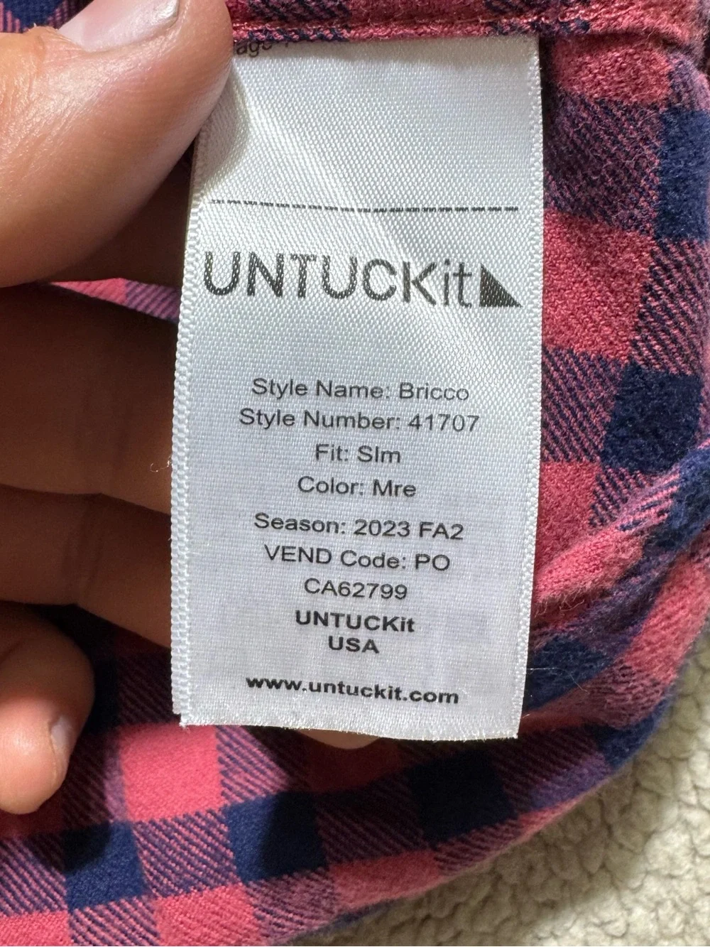UnTuckIt Shirt Mens Large Slim Fit Plaid Button-Up Long Sleeve Collared Bricco